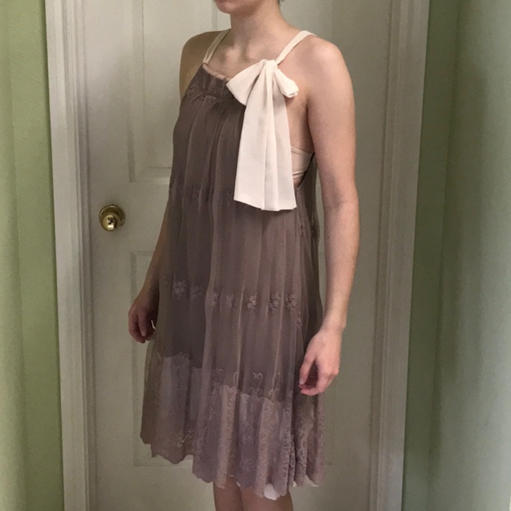 Altar’d state tan embroidered mesh boho dress